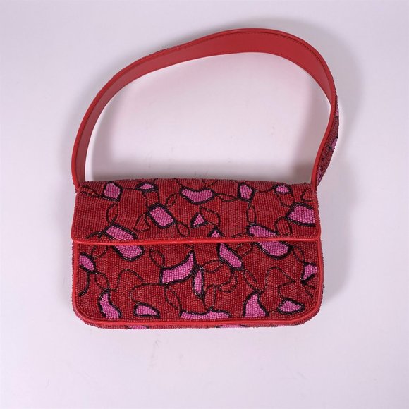 STAUD Red/Pink Beaded 'Tommy' Bag - Picture 3 of 10